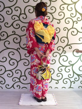 「red」｜「アイテム（浴衣）」を使った、夢錦京都本店さん（レディース・156cm）の夏コーディネート