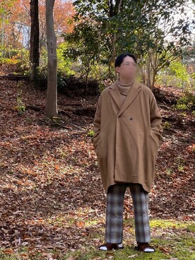 「BASISBROEK（バシスブルック）のアイテム（チェスターコート）」を使った、Seppさん（メンズ・173cm）の冬コーディネート