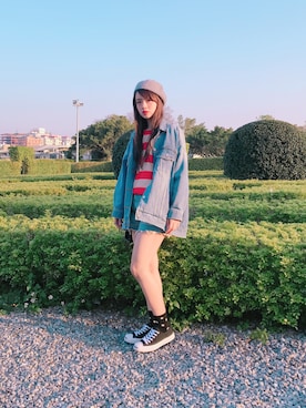 「STYLENANDA（スタイルナンダ）のアイテム（デニムジャケット）」を使った、Sunnyさん（レディース・156cm）の春コーディネート