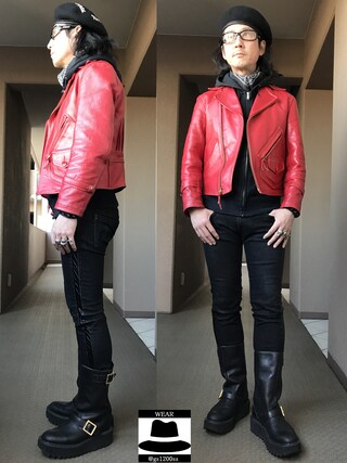 EVISUのライダースジャケットを使った人気ファッションコーディネート