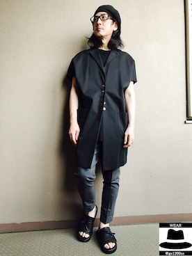 「CABANE de ZUCCa（カバンドズッカ）のアイテム（サンダル）」を使った、YasushiImanishiさん（メンズ・168cm）の春コーディネート