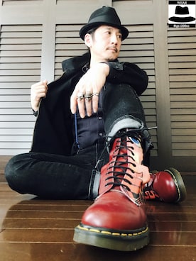 「666（シックスシックスシックス）のアイテム（帽子）」を使った、Yasunishi69さん（メンズ・168cm）の秋コーディネート