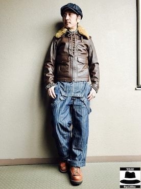 「EVISU（エヴィス）のアイテム（サロペット/オーバーオール）」を使った、YasushiImanishiさん（メンズ・168cm）の冬コーディネート
