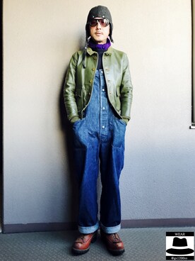 「EVISU（エヴィス）のアイテム（サロペット/オーバーオール）」を使った、YasushiImanishiさん（メンズ・168cm）の冬コーディネート