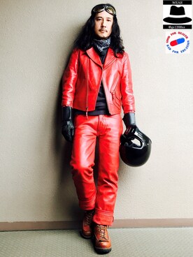 EVISUのライダースジャケットを使った人気ファッションコーディネート