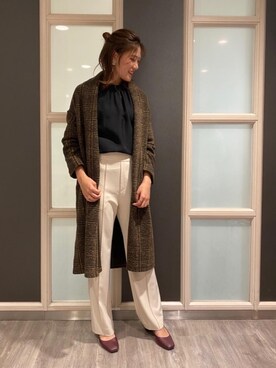 「お呼ばれ」｜「アイテム（その他アウター）」を使った、ルクールブラン錦糸町テルミナ店スタッフさん（レディース・166cm）の秋コーディネート