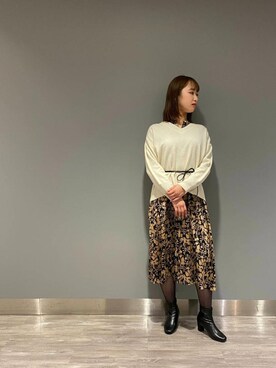 「Perle Peche（ペルルペッシュ）のアイテム」を使った、ルクールブラン錦糸町テルミナ店スタッフさん（レディース・170cm）の冬コーディネート