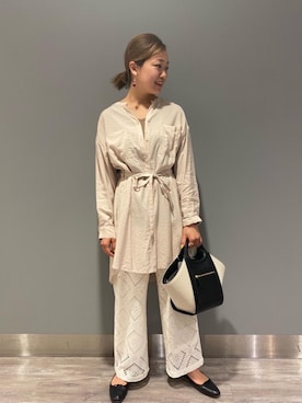 「お呼ばれ」｜「アイテム（トートバッグ）」を使った、ルクールブラン錦糸町テルミナ店スタッフさん（レディース・158cm）の冬コーディネート