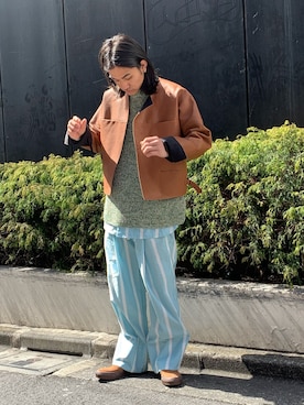 「SUNSEA（サンシー）のアイテム（ジャケット/アウター）」を使った、Kento Atsushiさん（メンズ・180cm）の春コーディネート