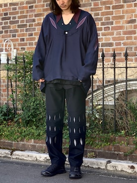 「KIKO KOSTADINOV（キコ コスタディノフ）のアイテム（パンツ）」を使った、Kento Atsushiさん（メンズ・180cm）の春コーディネート