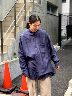 「SEEALL（シーオール）のアイテム（シャツ/ブラウス）」を使った、Kento Atsushiさん（メンズ・180cm）の春コーディネート