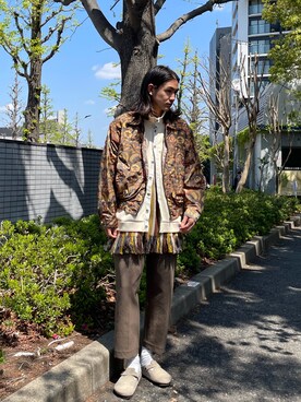 「CMMN SWDN（コモンスウェーデン）のアイテム」を使った、Kento Atsushiさん（メンズ・180cm）の春コーディネート