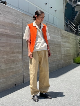 「SUNSEA（サンシー）のアイテム（トップス）」を使った、Kento Atsushiさん（メンズ・180cm）の夏コーディネート