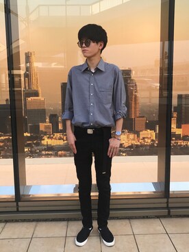 「BALENCIAGA」｜「アイテム（スリッポン）」を使った、Takuさん（メンズ・178cm）の夏コーディネート