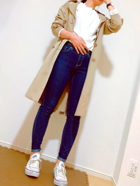 「JEANASIS（ジーナシス）のアイテム（トレンチコート）」を使った、natsumiさん（レディース・167cm）の春コーディネート