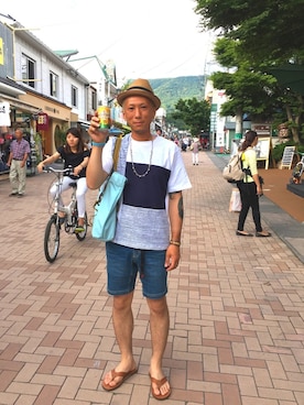 「RAINBOW（レインボー）のアイテム」を使った、Coffyさん（メンズ・170cm）の夏コーディネート