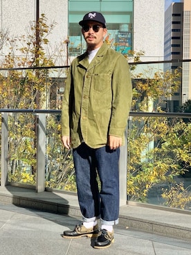 「アイテム（モカシン/デッキシューズ）」を使った、Bamba Paripariさん（メンズ・168cm）の秋コーディネート