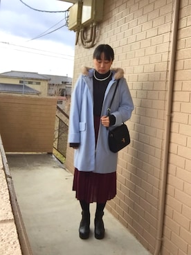 「plussize」｜「アイテム（ブーティ）」を使った、まりおさん（レディース・160cm）の冬コーディネート