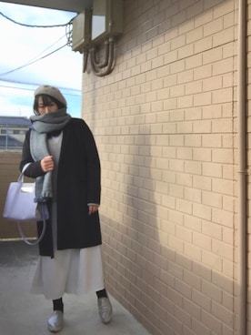 「plussize」｜「アイテム（ハンチング/ベレー帽）」を使った、まりおさん（レディース・160cm）の冬コーディネート