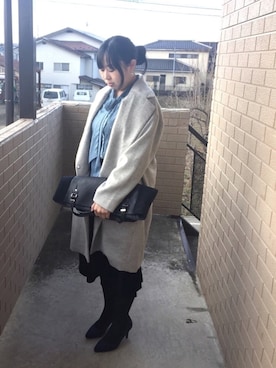 「ベロアスカート」｜「アイテム（パンプス）」を使った、まりおさん（レディース・160cm）の冬コーディネート