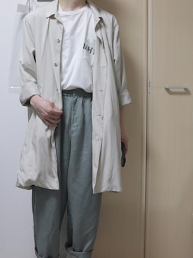 「SENSE OF PLACE by URBAN RESEAR」｜「アイテム（ステンカラーコート）」を使った、ましろさん（メンズ・165cm）の春コーディネート