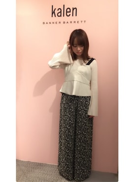 「フラワープリント」｜「アイテム（その他トップス）」を使った、mioさん（レディース・153cm）の春コーディネート