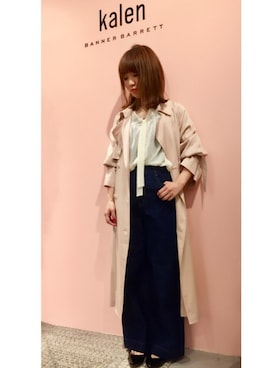 「アイテム（トレンチコート、ピンク系）」を使った、mioさん（レディース・153cm）の春コーディネート