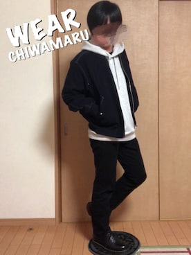 「HARE（ハレ）のアイテム（MA-1）」を使った、チワ丸´•ﻌ•`🐾さん（メンズ・164cm）の春コーディネート