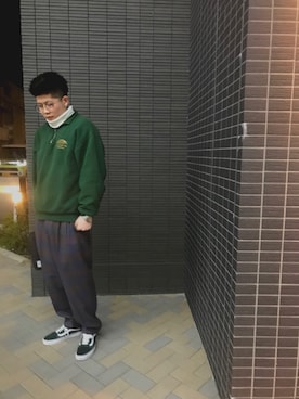 「VANS（バンズ）のVANS ヴァンズ OLD SKOOL オールドスクール VN0A38G1QSU SCARAB/T.WHT（スニーカー）」を使った、ROOTYさん（メンズ・175cm・10代）の春コーディネート