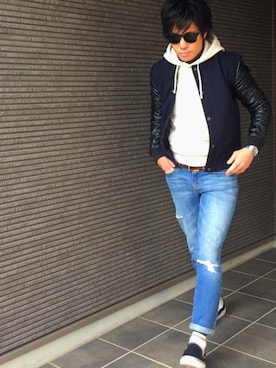 「アイテム（ブルゾン）」を使った、TETUさん（メンズ・165cm・30代）の冬コーディネート