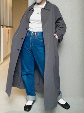 「Steven Alan（スティーブンアラン）のアイテム（ステンカラーコート）」を使った、ナツコさん（レディース・154cm）の春コーディネート