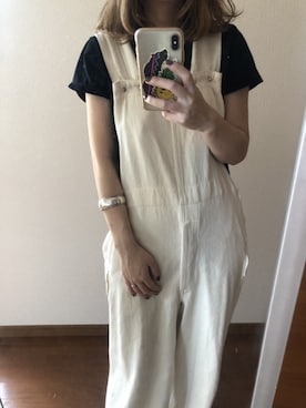 「UNUSED（アンユーズド）のアイテム（オールインワン・サロペット）」を使った、y.さん（レディース・153cm）の春コーディネート