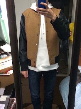 「ZIP FIVE（ジップファイブ）のアイテム（スタジャン）」を使った、りょうさん（メンズ・178cm）の秋コーディネート