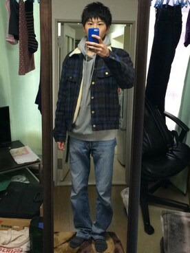 「Lee（リー）のアイテム（その他アウター）」を使った、りょうさん（メンズ・178cm）の冬コーディネート