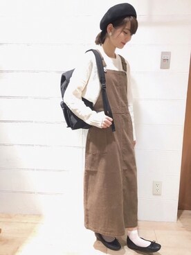 「Samansa Mos2 blue（サマンサモスモスブルー）のアイテム（ハンチング/ベレー帽）」を使った、nanaさん（レディース・160cm）の秋コーディネート