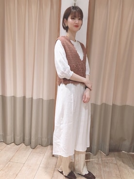 「ehka sopo（エヘカソポ）のアイテム（シャツワンピース）」を使った、nanaさん（レディース・160cm）の春コーディネート