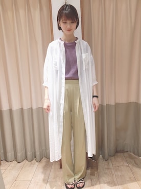 「ehka sopo（エヘカソポ）のアイテム（シャツワンピース）」を使った、nanaさん（レディース・160cm）の夏コーディネート