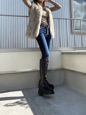 「UNIQLO（ユニクロ）のエクストラファインメリノリブタートルネックセーター（長袖）（ニット/セーター）」を使った、mayaさん（レディース・153cm）の秋コーディネート