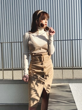 「トレンチスカート」｜mayaさん（レディース・153cm）の冬コーディネート