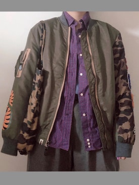 「A BATHING APE（アベイシングエイプ）のアイテム（ジャケット/アウター）」を使った、myuuujさん（レディース・167cm）の春コーディネート