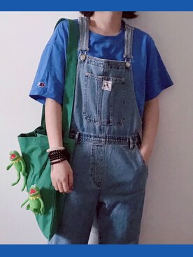 「PULL&BEAR（プルアンドベア）のアイテム（サロペット/オーバーオール）」を使った、myuuujさん（レディース・167cm）の春コーディネート