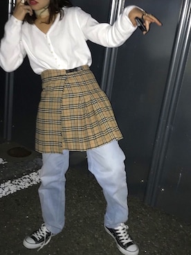 「Lee（リー）のアイテム（パンツ）」を使った、MAKYANさん（レディース・156cm）の春コーディネート