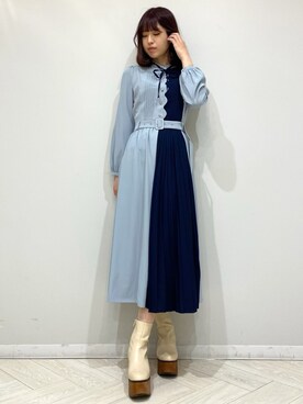 Redyazel レディアゼル の スカラップデザインカラーブロックプリーツワンピース ワンピース Wear