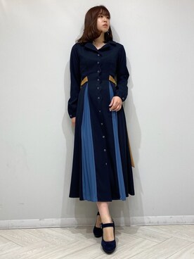 Redyazel レディアゼル の 配色ダブルバックルスカラップシャツワンピース ワンピース Wear