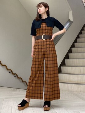 つなぎ オールインワン オレンジ 橙色系 コーディネート Zozotown