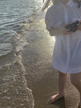 「海」｜「アイテム（シャツワンピース）」を使った、rinさん（レディース・159cm）の夏コーディネート