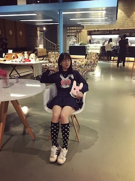 「RUBY AND YOU（ルビーアンドユー）のアイテム（イヤリング）」を使った、ruki615さん（レディース・159cm）の春コーディネート