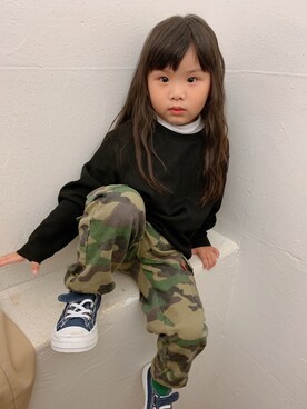 「NET（ネット）のアイテム」を使った、包子女孩さん（キッズ・90cm）の春コーディネート