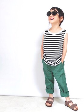 「BIRKENSTOCK（ビルケンシュトック）のBIRKENSTOCK NEW  YORK　　GK087783（サンダル）」を使った、reaxcheeseさん（キッズ・100cm）の夏コーディネート