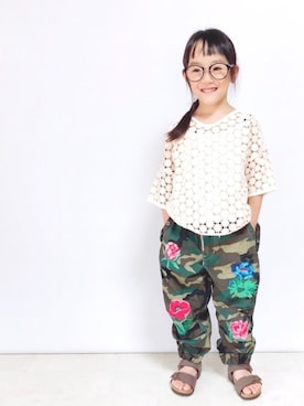 「BIRKENSTOCK（ビルケンシュトック）のBIRKENSTOCK NEW  YORK　　GK087783（サンダル）」を使った、reaxcheeseさん（キッズ・100cm）の夏コーディネート